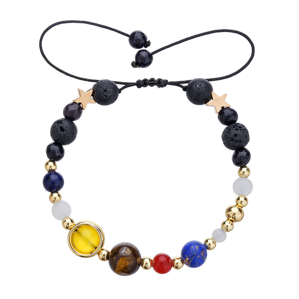 Wholesale Starry sky galaxy bracelet volcanic stone lapis lazuli eight galaxies bracelet